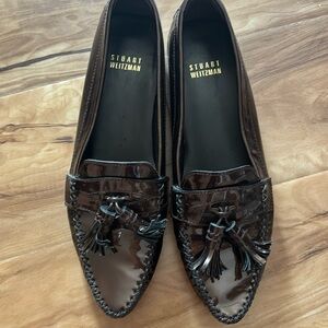 Stunning Stuart Weitzman fall/winter chocolate/bronze patent leather loafers